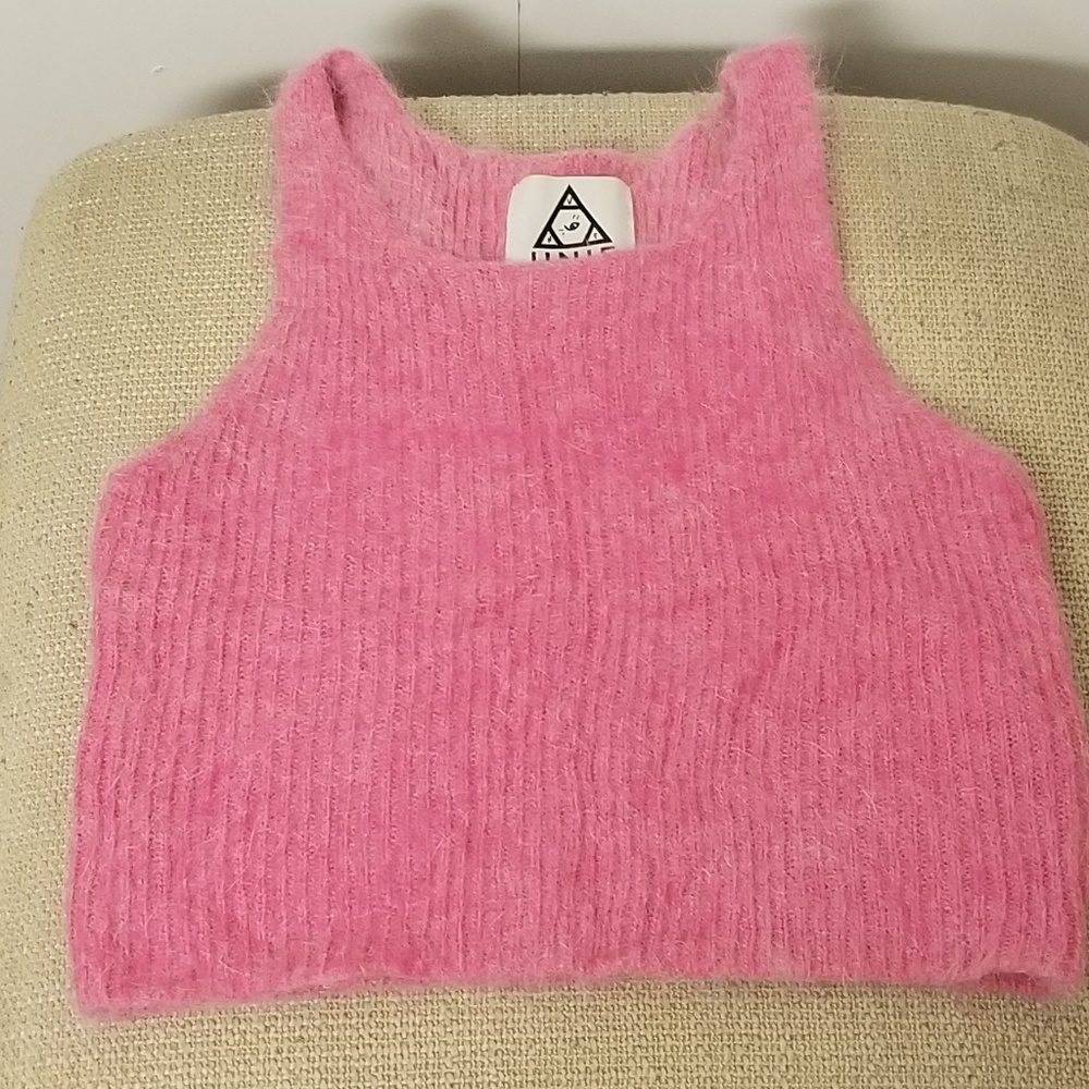 Unif Angora and Wool Crop Top Pink Medium